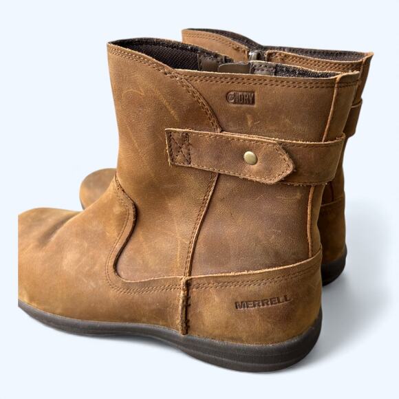 Merrell Encore Kassie Mid Waterproof Boots Brown Leather Womens sz 6.5 Gorpcore - Picture 8 of 14